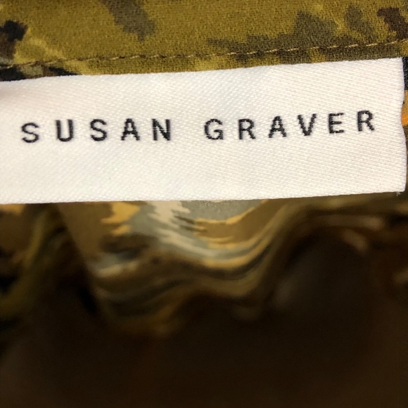 Susan Graver A-Symmetrical Career Brown Leaf Chiffon Blouse Top Plus 28W - Picture 3 of 8